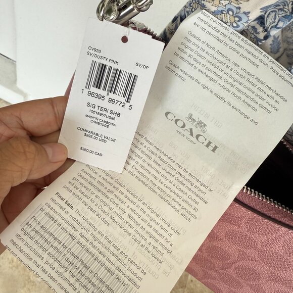 Last 1‼️COACH Teri Shoulder Bag In Signature Canvas CV933 Dusty Pink - Picture 10 of 10